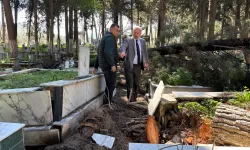 İzmir'de fırtınadan etkilenen mezarlıklara hızlı müdahale