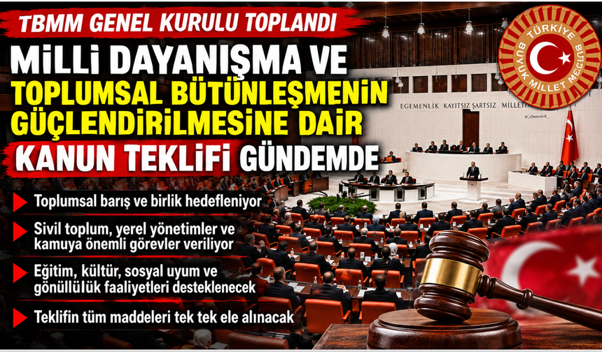 TBMM Genel Kurulu’nda “Çerçeve Yasa” mesaisi: Milli Dayanışma ve Toplumsal Bütünleşme Teklifi gündemde