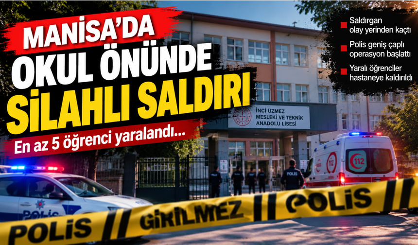 Manisa'da okul önünde silahlı saldırı: En az 5 öğrenci yaralandı
