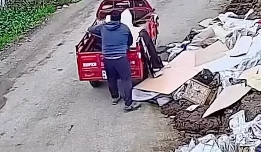 Düzce'de boş araziye atık dökene suçüstü